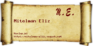 Mitelman Eliz névjegykártya
